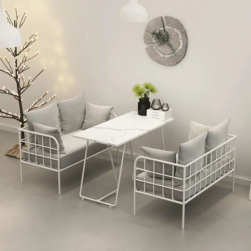 Cafe Card Seat Double Small Sofa Net Red Style Catering Restaurant Snack Dessert Milk Tea Shop Table Chair Combination 가구