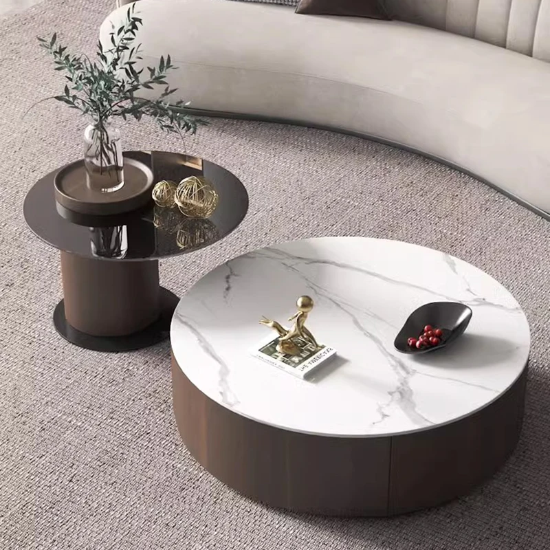 

Round Table Service Dining Corner Tables Low Mini Middle Bedside Aesthetic Room Furniture Simple Table Basse Ronde Marbre