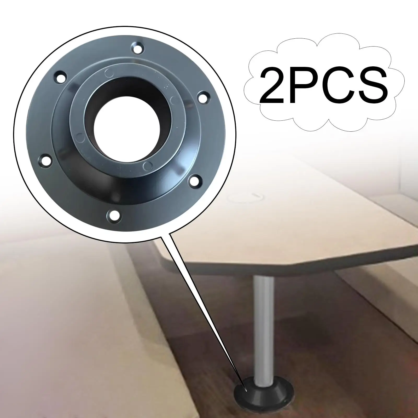 2x RV Table Base Round Professional Black Metal Replacement Flush Table Base