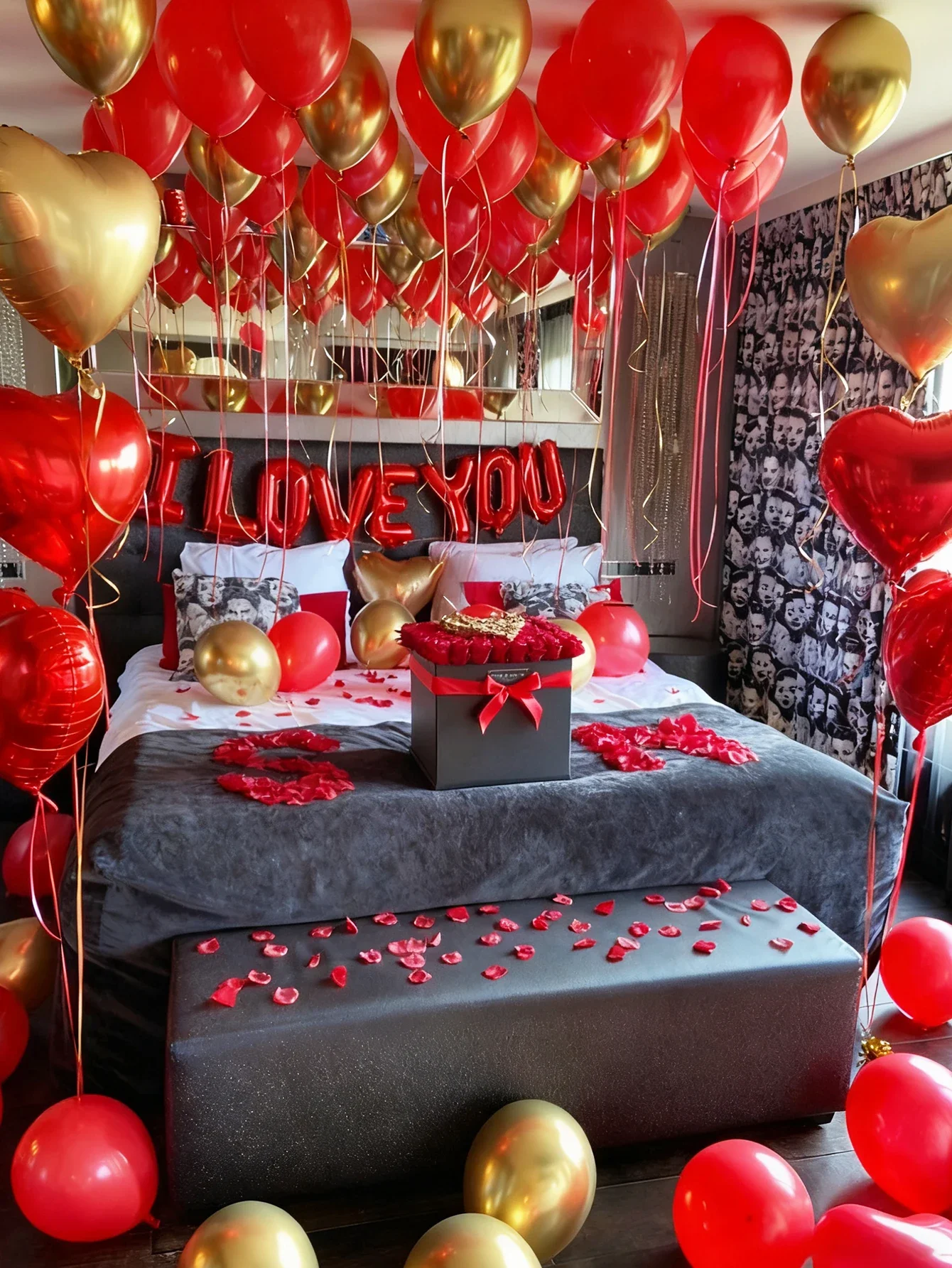 Ensemble de ballons pour la Saint-Valentin, idéal pour la Saint-Valentin, les anniversaires, les demandes en mariage et les décorations romantiques.