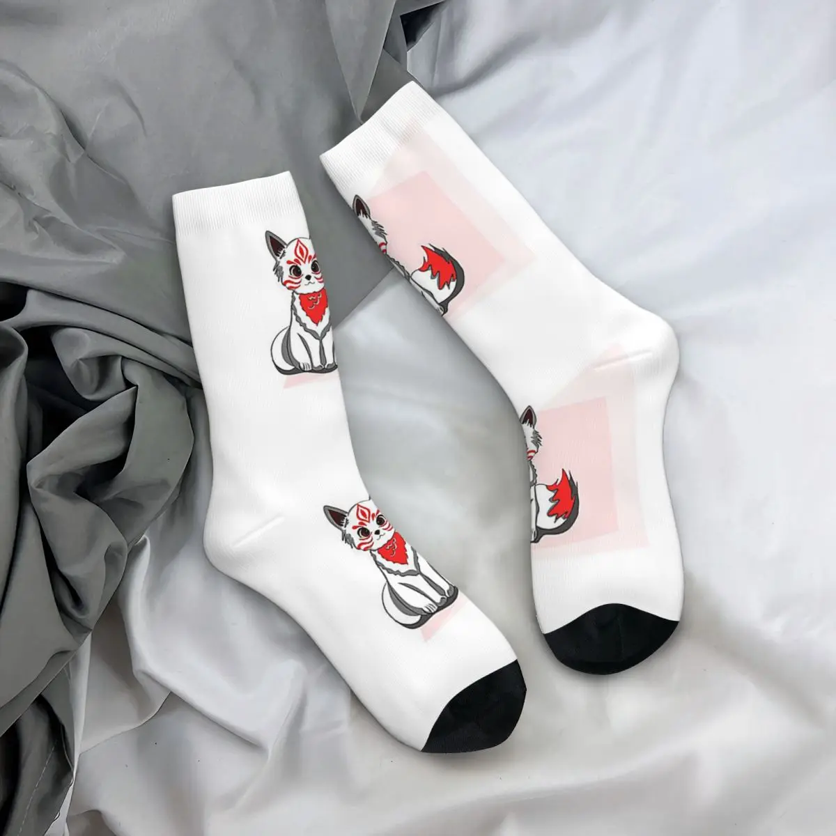 Red Kitsune Fox Socks Harajuku calze assorbenti per il sudore calze lunghe per tutte le stagioni accessori per regali di natale Unisex