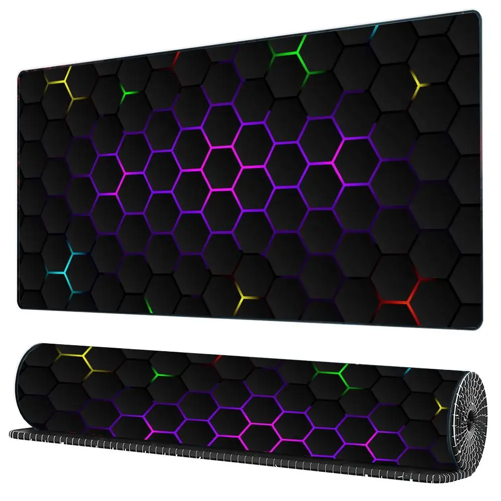 

Коврик для мыши с 3D шестиугольной геометрией, большой коврик для компьютерного офиса, игрового стола, резиновые противоскользящие коврики для игровой клавиатуры, длинные настольные коврики
