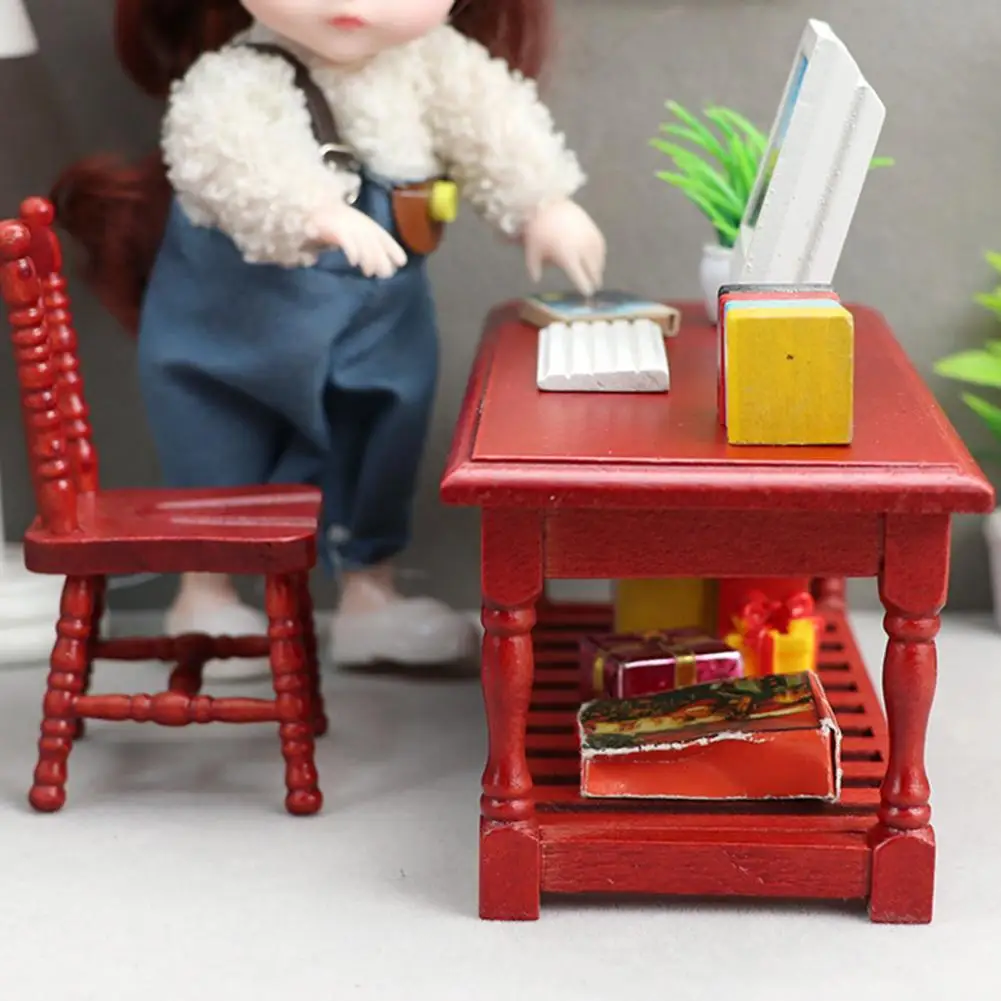 

Miniature Dollhouse Dining Table High Durability Wood 1 : 12 Highly Simulated Dollhouse Furniture Decor DIY Toys