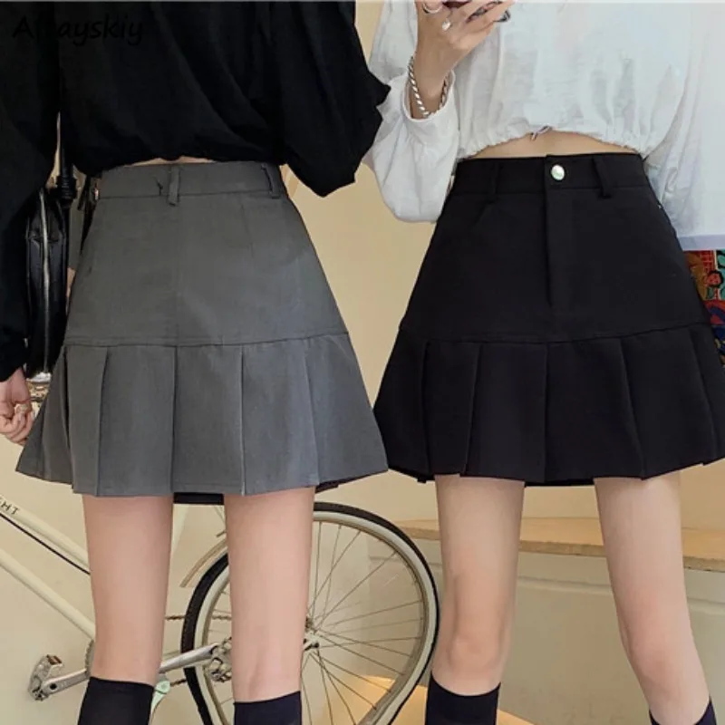 

Korean Style Skirts for Women Solid Students Clothing Summer Mini Sexy Young All-match Streetwear Casual Thin Comfortable Fit