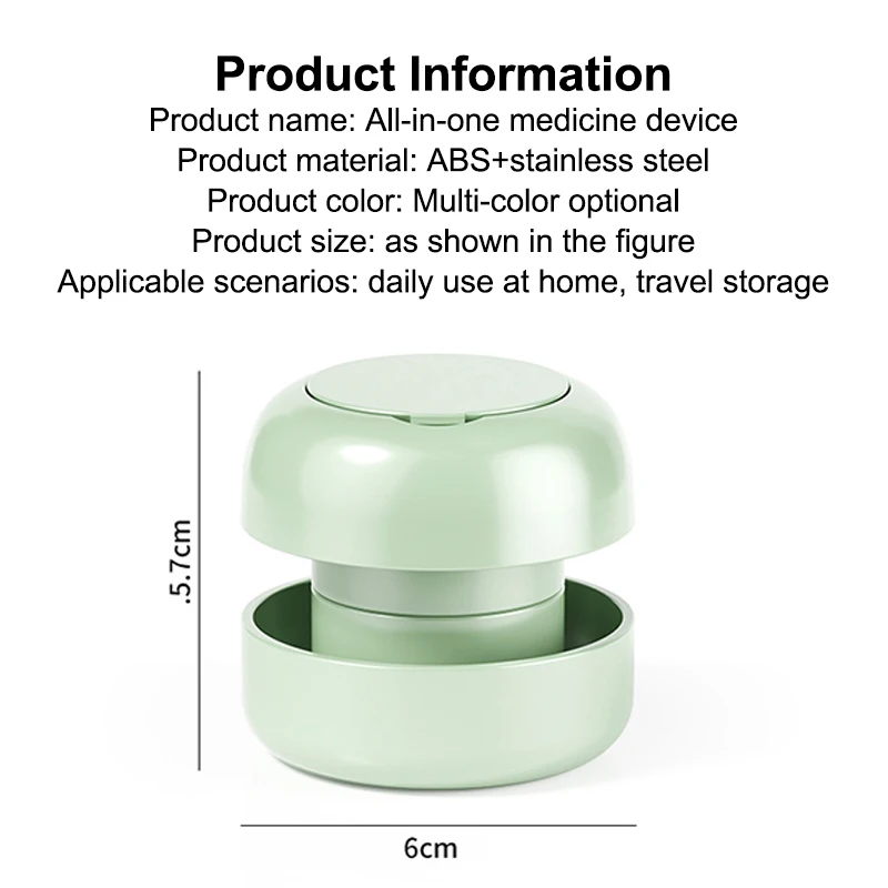 1pc 2 In 1 Tragbare Pille Grinder & Cutter Multifunktionale Pille Grinder Edelstahl Klinge Pille Schneiden Dispenser Organizer