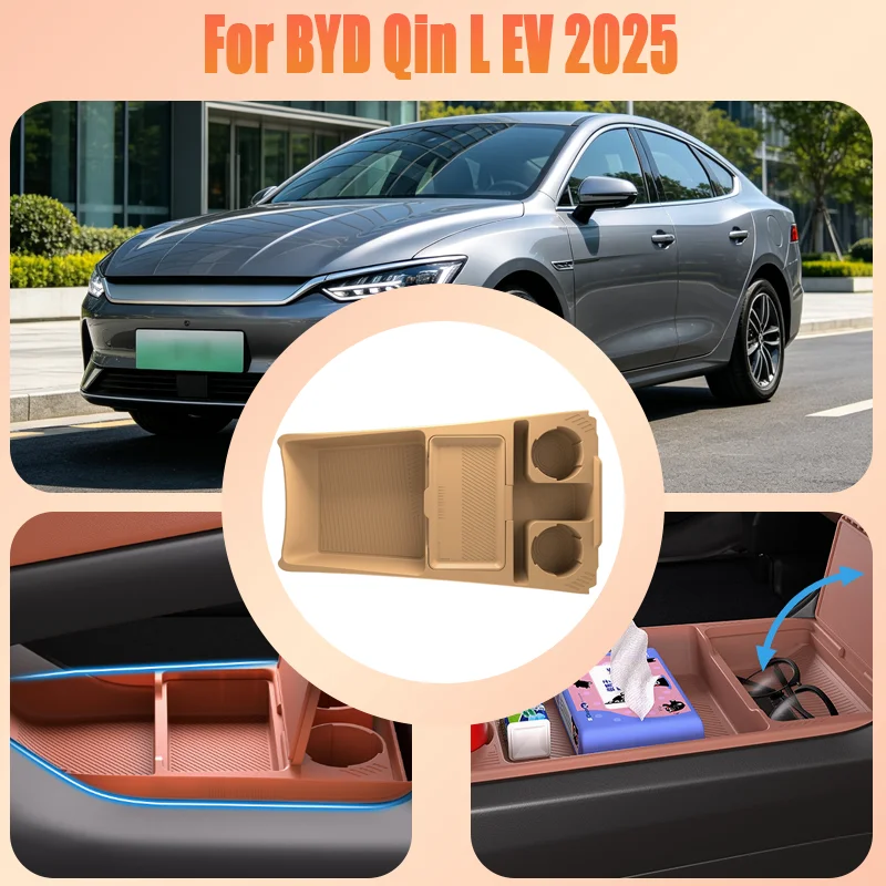 For BYD Qin L EV 2025 Center Console Lower Storage Box, Drop-in Organizer Tray, Sunglasses Holder, Interior Accessory