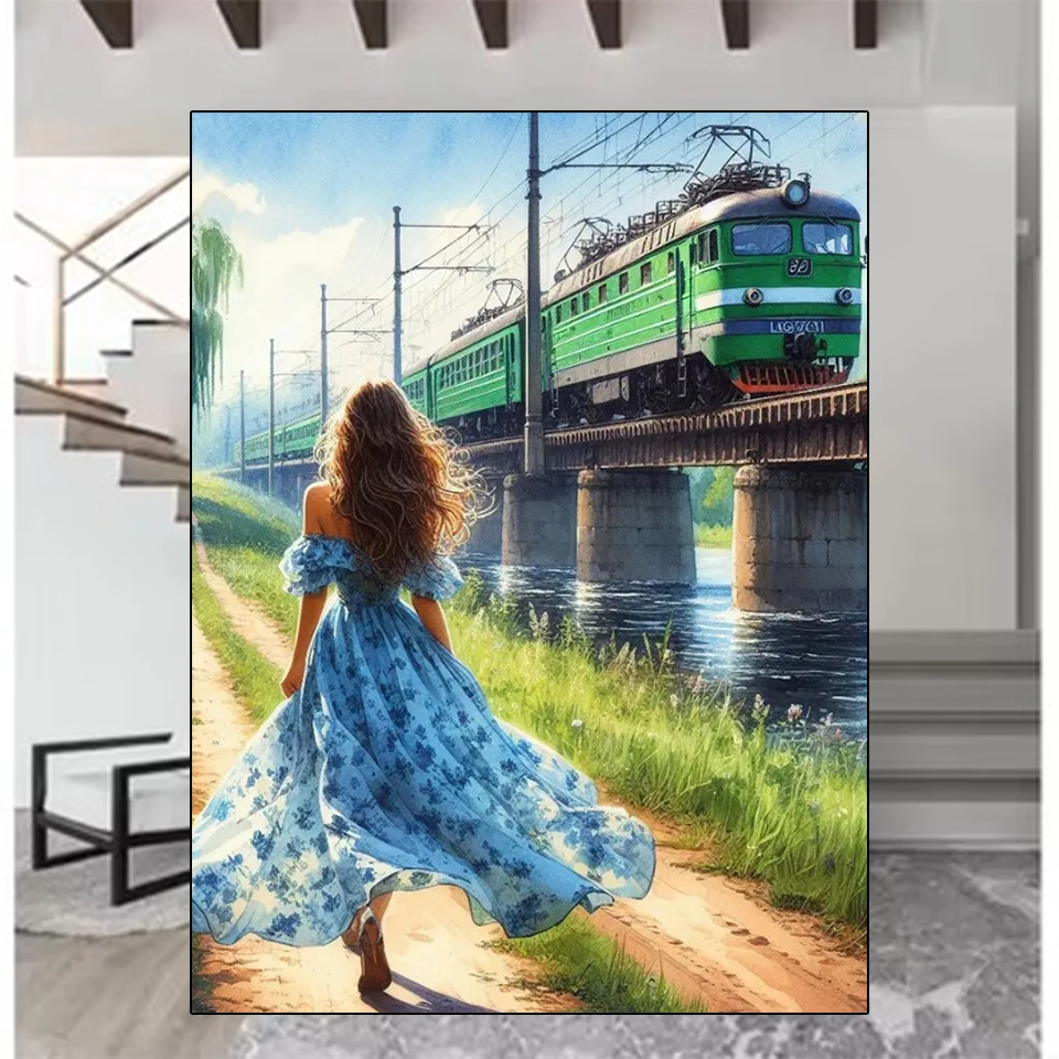 

New Diamond Painting Set Long Skirt Women 5DDIY Full Diamond Mosaic Landscape Embroidery Cross Embroidery Home Decoration