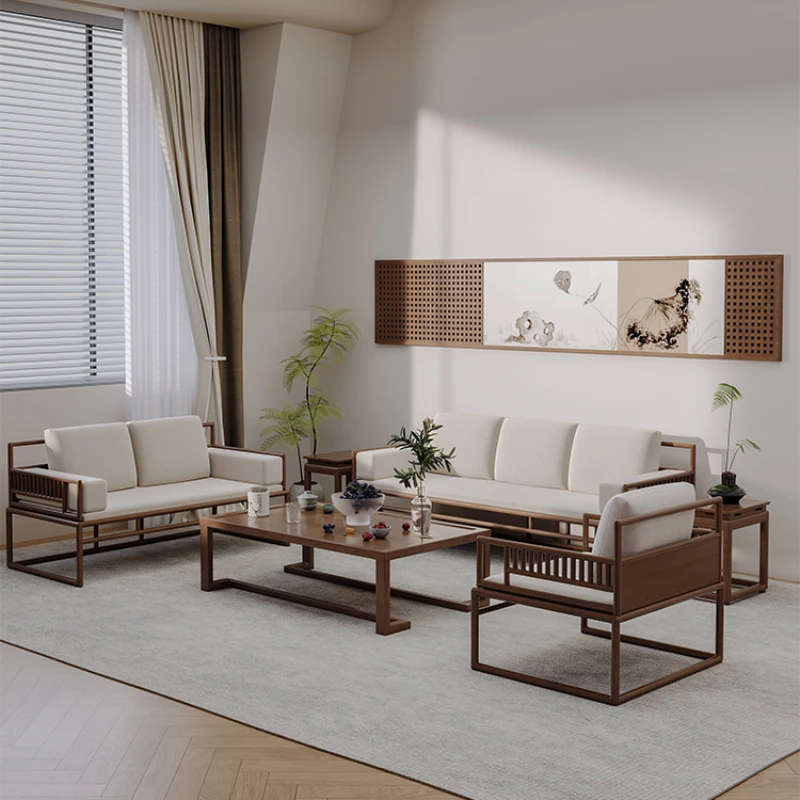 Solid wood sofa living room villa simple tea table coffee table combination light luxury integrated furniture