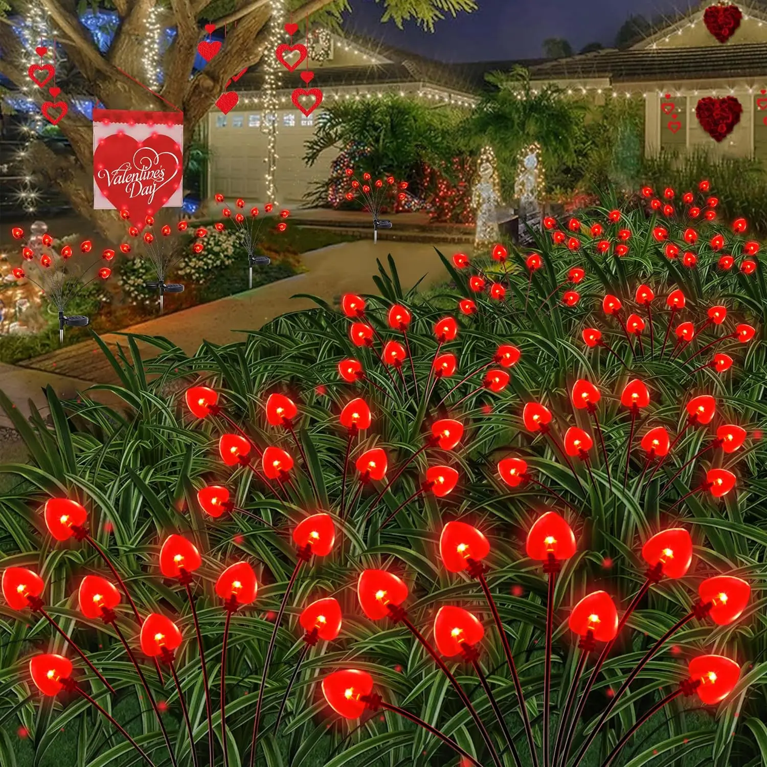 

Waterproof Christmas Decorations Solar Swaying Garden Lights with Love Solar Landscape Pathway Stake lights Firefly Lights 508