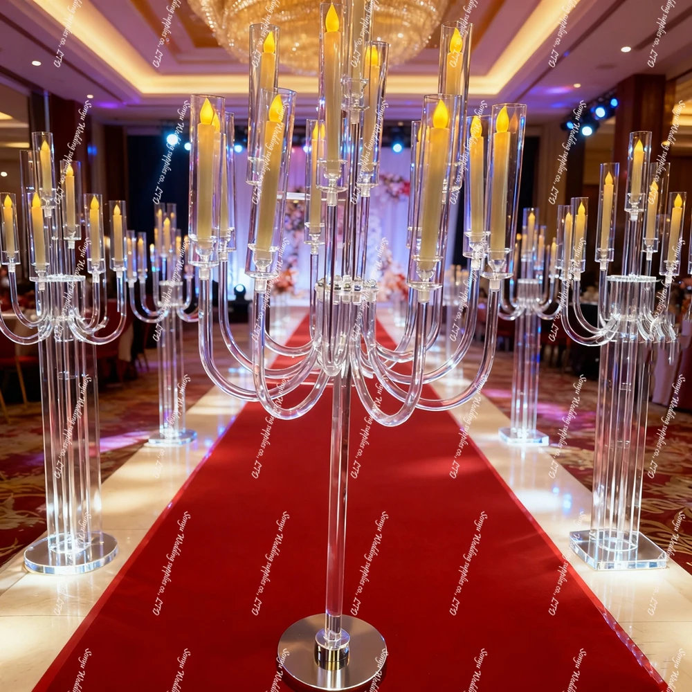 

5 шт. роскошный акриловый свадебный Т-образный реквизит для макета, прозрачная свеча, дорога без огней, подставка для фона для украшения вечеринки, зала
