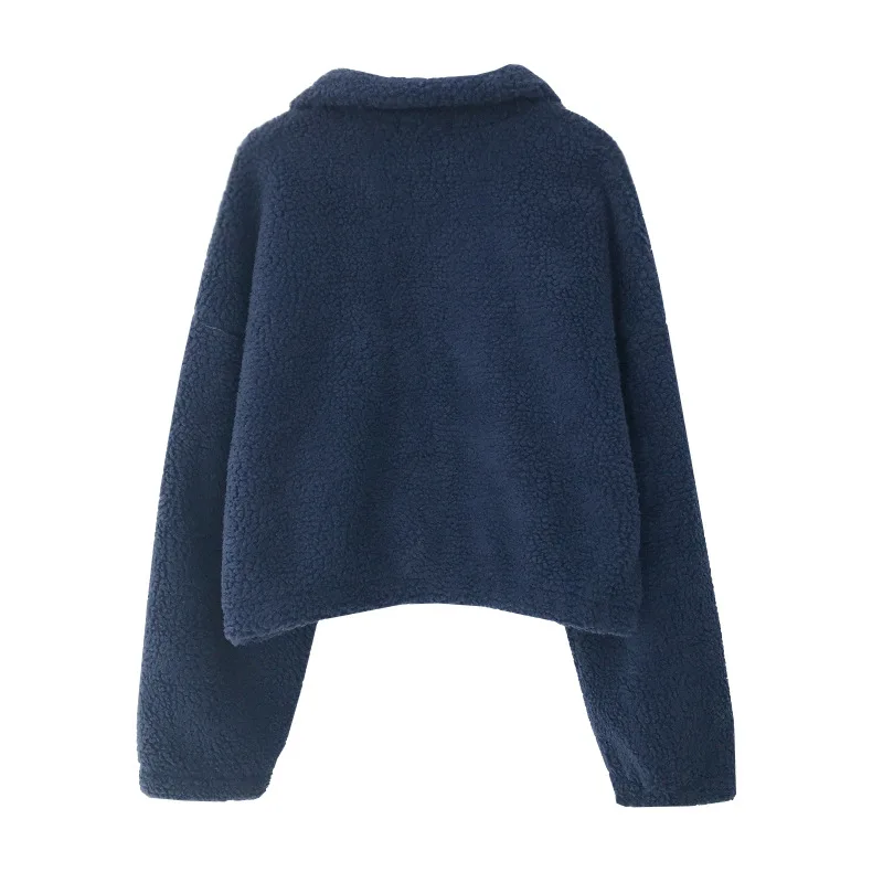 Koreanischer Stil Stehkragen-Hoodie mit Reißverschluss Übergroßer Damen-Hoodie für Herbst/Winter Lammwolle Langarm-Freizeitoberteil Y2K Streetwear-Stil – Detail 8