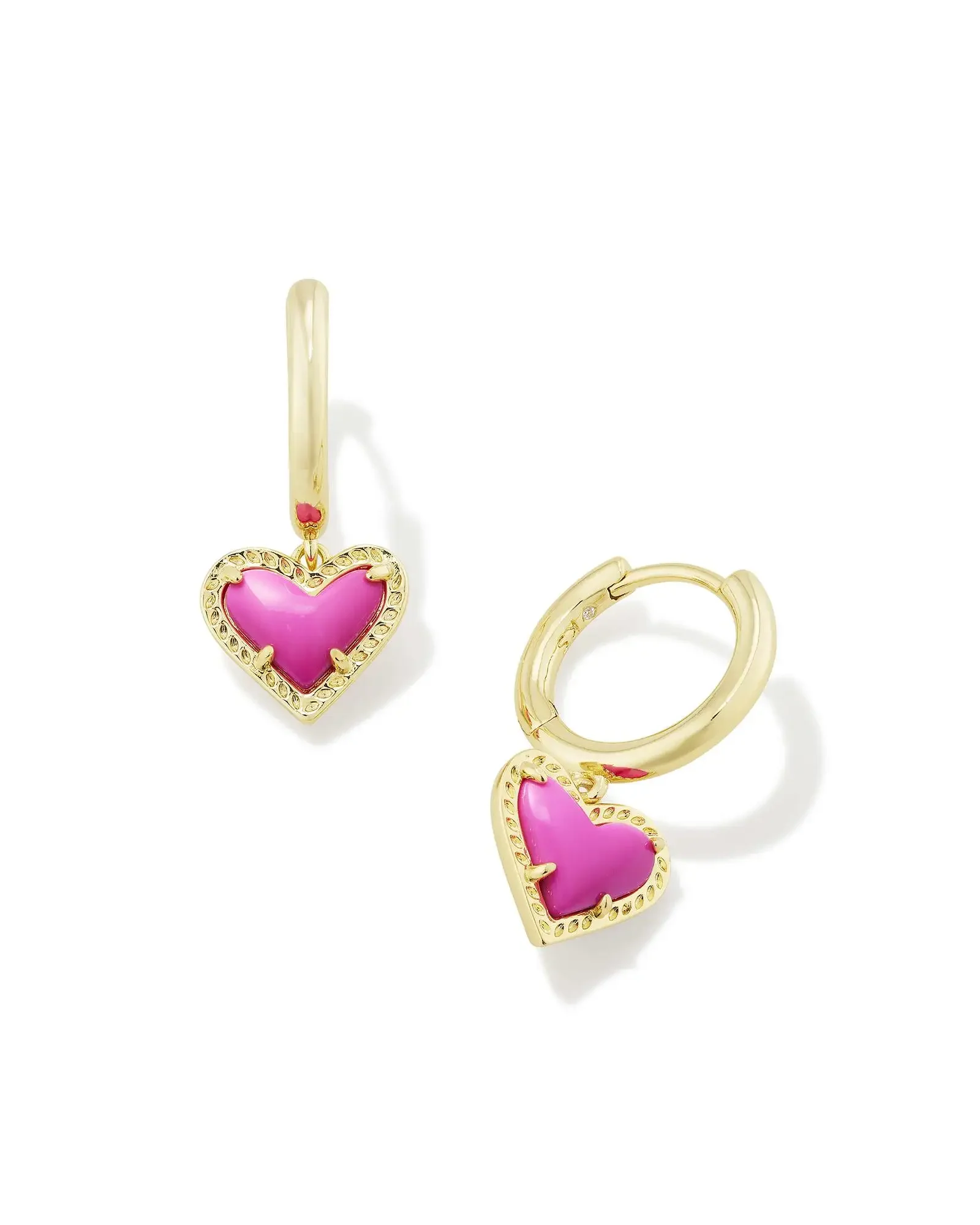 VKVVA Fashion Jewelry Ari Heart Gold-plate Huggie Earrings in Rose Quartz, Unique Gifts,Multiple Colors Optional