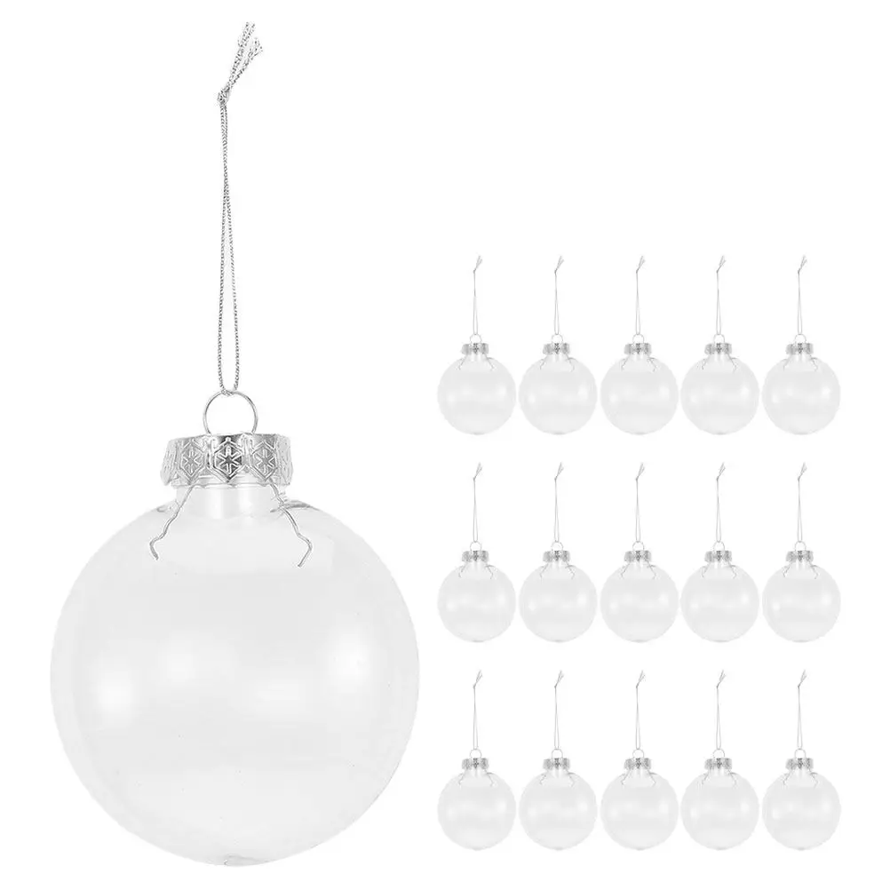 24Pcs Christmas Transparent Clear Plastic Flat Oval Fillable Ornaments for Holiday Party Decorations DIY Crafts