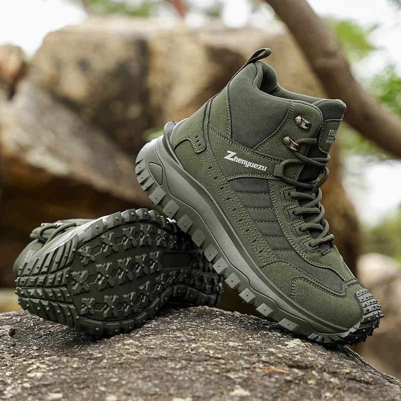Mens Work Boots Big Size High Top Chunky Sole British Retro Biker Boots Platform Comfortable Winter Ankle Boots Trendy Shoes
