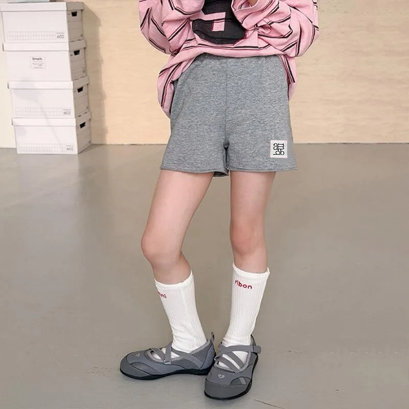Girls Shorts Girls Fashionable and Versatile Slim Fit Hot Pants Children Casual Simple Cotton High Elasticity Labeled Shorts