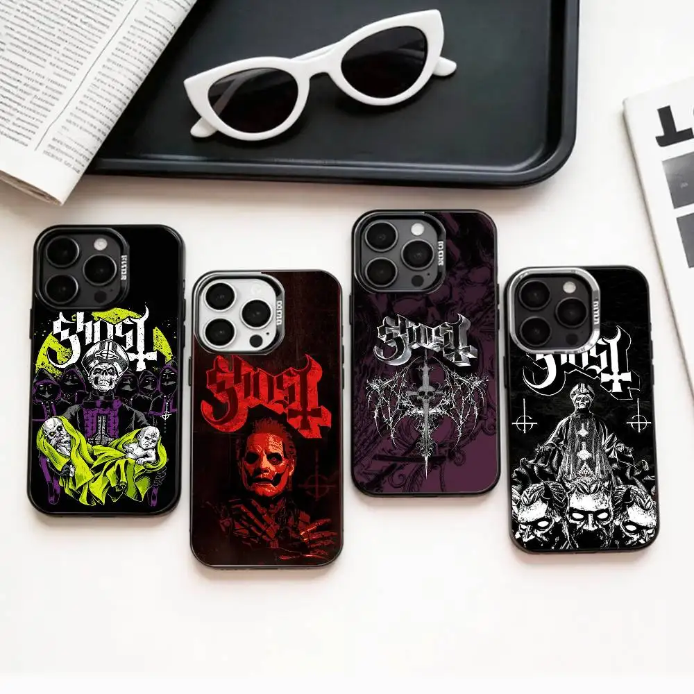

Cool Rock B-Band G-GhostS Phone Case For iPhone17,16,15,14,13,12,11 Plus,Pro Max Colored Silver Plated Inside Cover