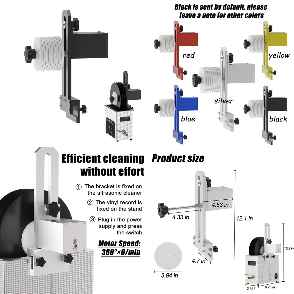 2026 Vinyl Record Cleaner Machine Bracket for 6L Ultrasonic Cleaner Bath Spin Washing Kit for Vinyl Records Cleaner Arm Clamp