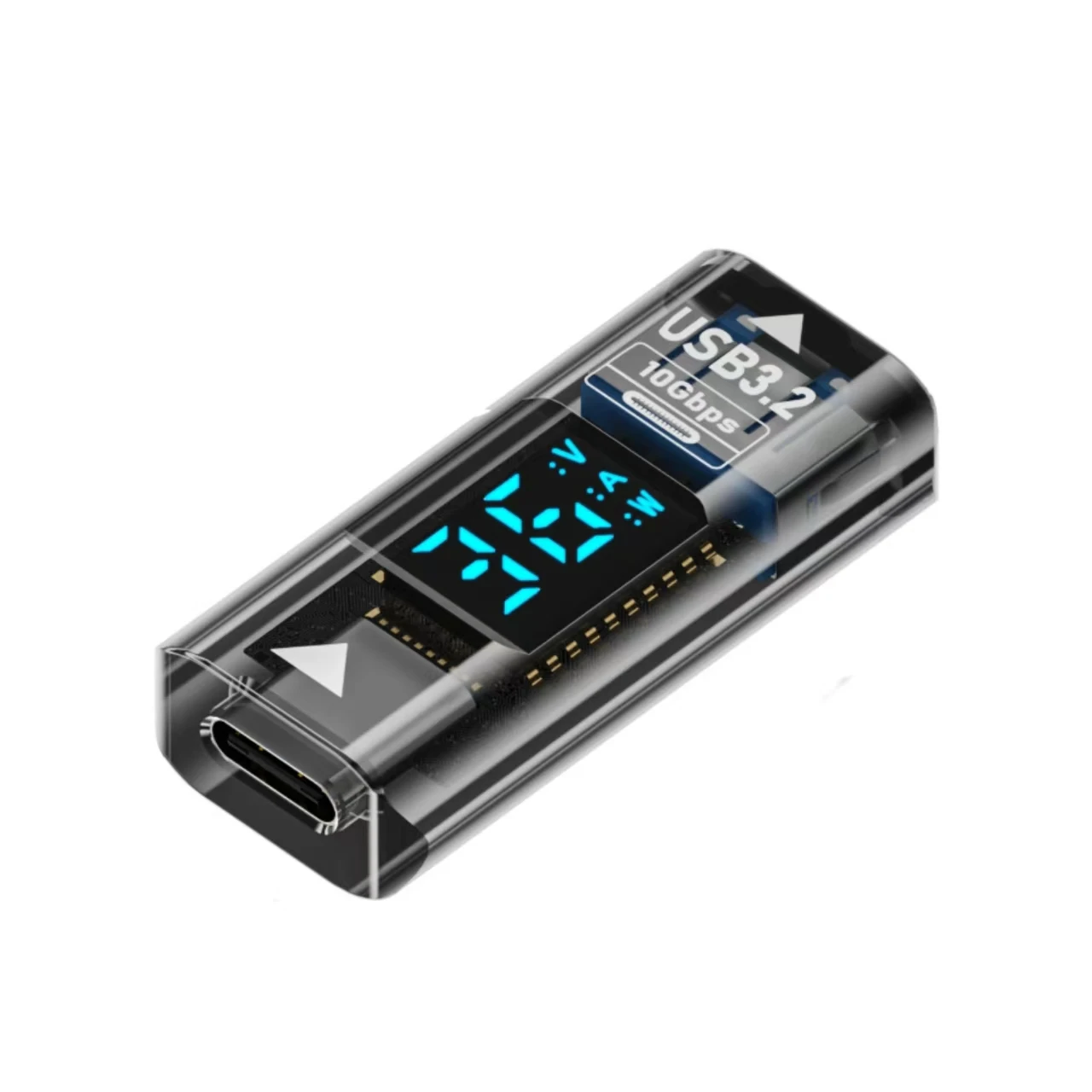USB‑C Female to USB‑A Female Adapter USB3.2 10Gbps Digital Voltage Current Power Meter Tester Coupler Connector