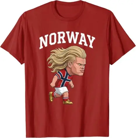 Lustiges Norwegen Ro Norwegian T-Shirt für Männer, Frauen, Jungen, Y2k, niedliches Cartoon Haaland 9 Grafik-Fußball-T-Shirt, modische Fußballbekleidung, Geschenk – Detail 8