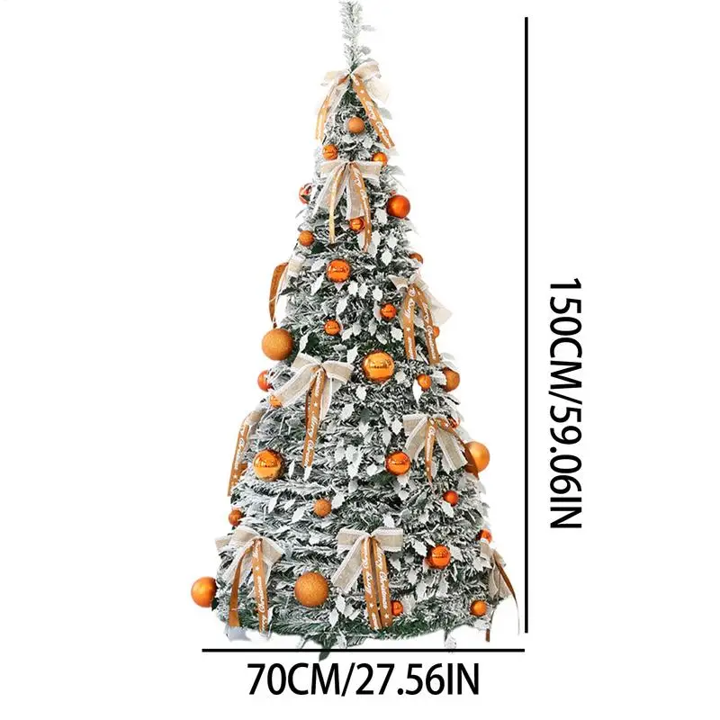 Foldable Christmas Tree Artificial Pencil Pop-Up Tree Decorations Pre Decorated Artificial Christmas Tree for Home Dorm