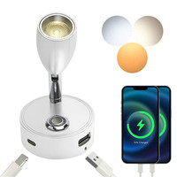 Dual USB Charging Ports 12V LED Reading Light RV Touch Dimmable Reading Lamp 3 Color USB C Charger 24 Volt Swivel Spotlight