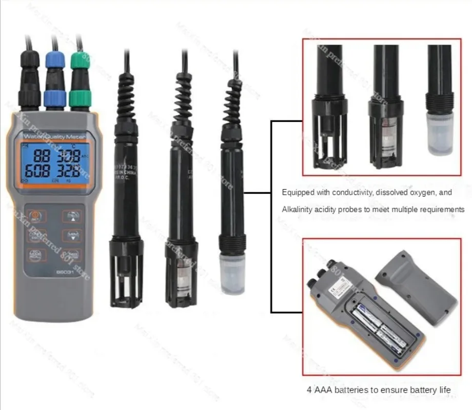 AZ86031 Tester di ossigeno disciolto misuratore di PH multifunzionale tester di qualità dell\'acqua di salinità di conducibilità dell\'ossigeno