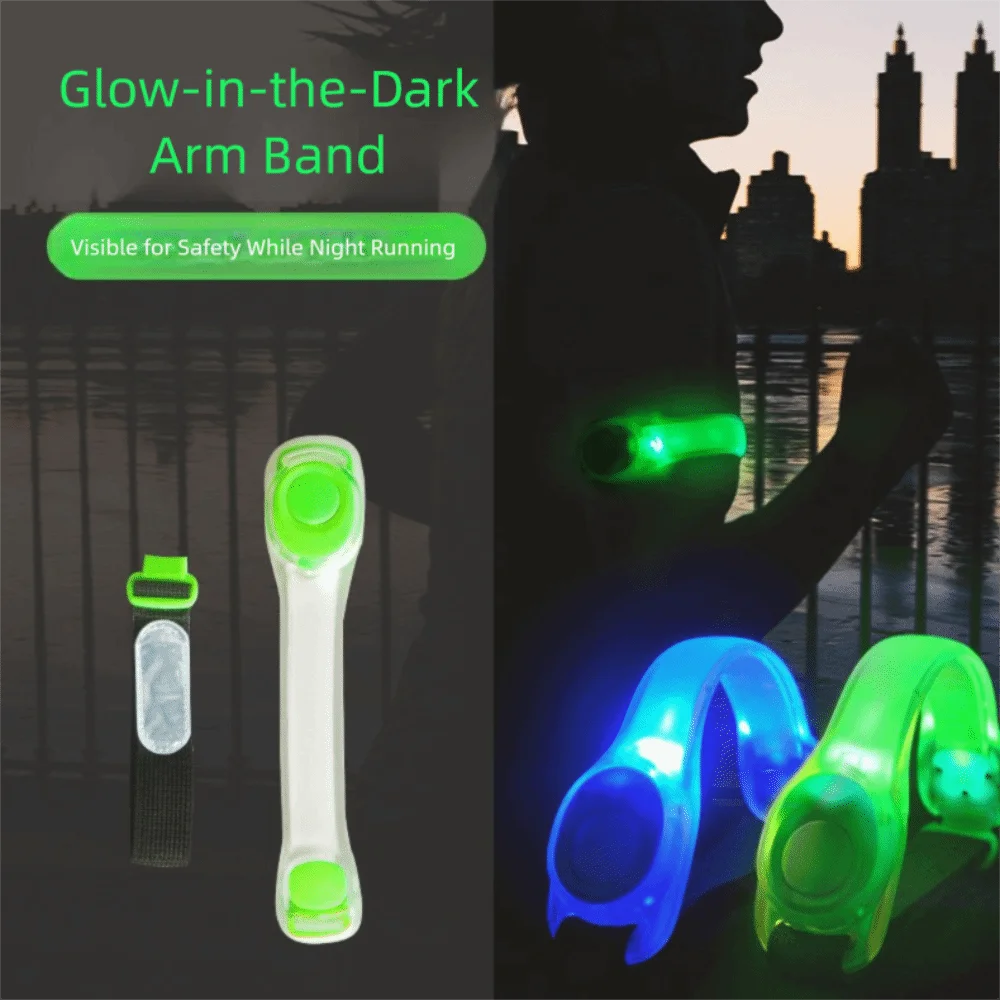 New Plastic PVC LED Light Up Armband Adjustable Wearable Night Warning Wristband Running Arm Belt Outdoor Sports Night