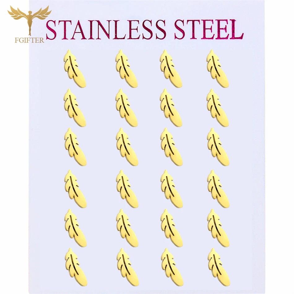 12 زوجًا من الأقراط المصنوعة من الفولاذ المقاوم للصدأ مجموعة العملاء القدامى مكان GHZTYF مهضلة مجوهرات الأزياء بالجملة #1