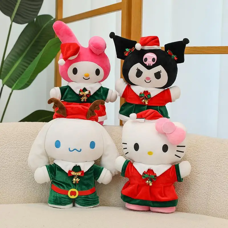 

Рождественская плюшевая кукла Sanrio Hello Kitty Kuromi, ограниченная серия, праздничный подарок Cinnamoroll My Melody, мягкие мягкие игрушки с героями мультфильмов