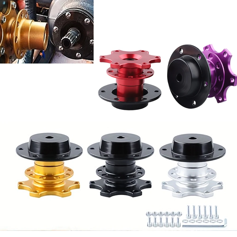 

Universal Aluminum Steering Wheel Quick Release Hub Adapter For 6 hole Steering Wheel Removable Snap Off Boss Kit