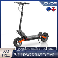 JOYOR S8-S-Z Electric Scooter 2*600W Motor 48V 26Ah Battery 25km/h Speed 80km Range 10'' Tires Foldable Adult E-Scooters