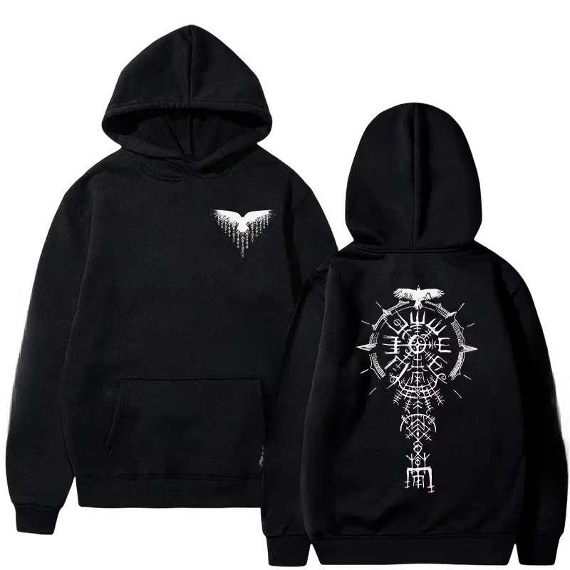 Ancient Viking Raven Print Hoodie Male Daily Casual Fashion Sporty Coats 2025 Autumn New Arrival Men's Sweatshirt High Quality