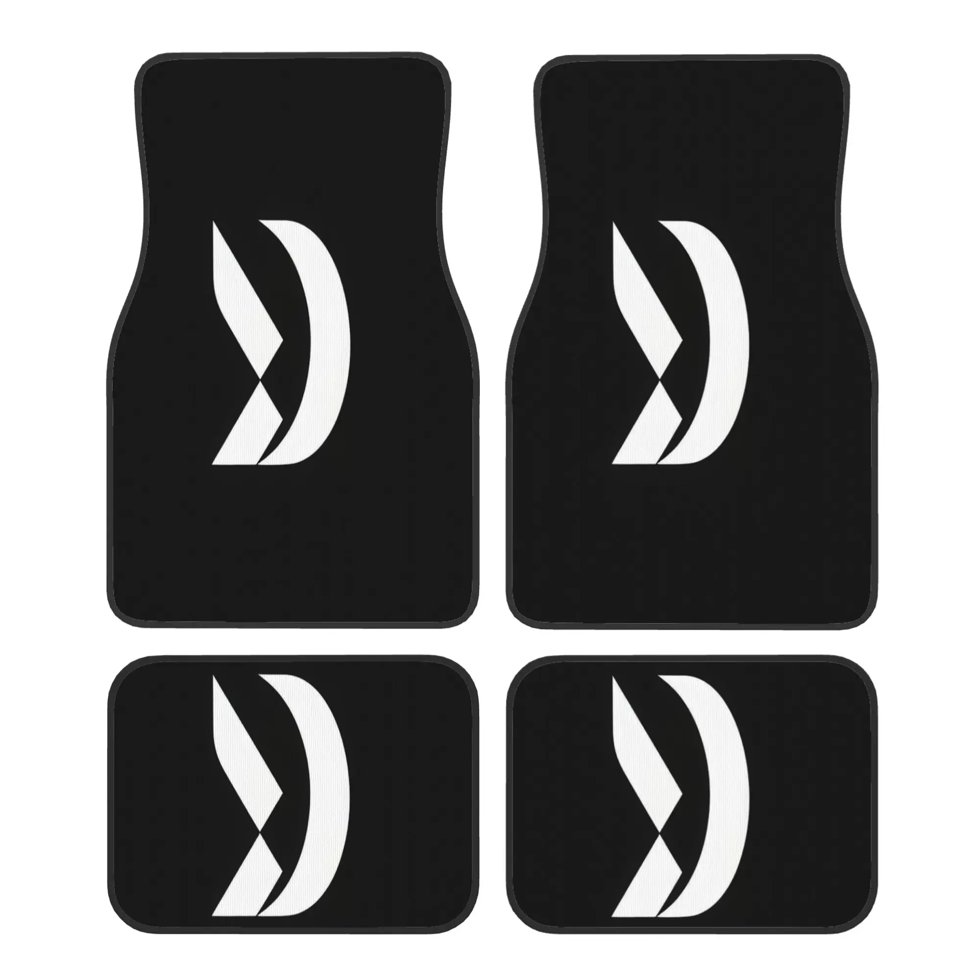 Black And White Minimalist Design With DAZZLE Logo Pattern 4pcs Car Floor Mat Set Fashionable Interior Protection Suitable For A