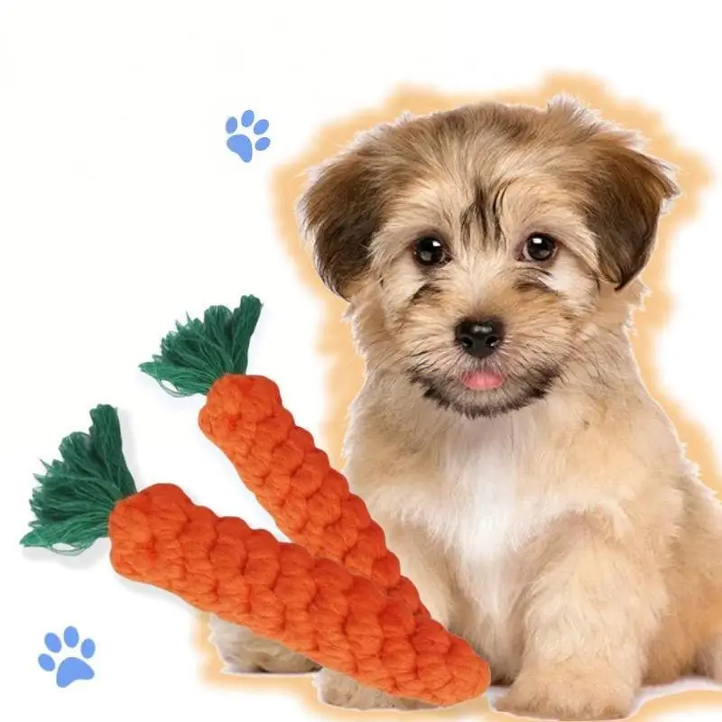 

Dog Toy Molar Knot Toy Cotton Rope Weaving Dog Bite Rope Supplies Bite Rope Ball Pet Handmade Cotton Rope Carrot Shape Toys