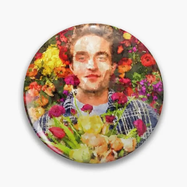 Robert Pattinson Flowers Watercolor  Soft Button Pin Badge Creative Cartoon Fashion Collar Metal Gift Hat Brooch Funny Jewelry