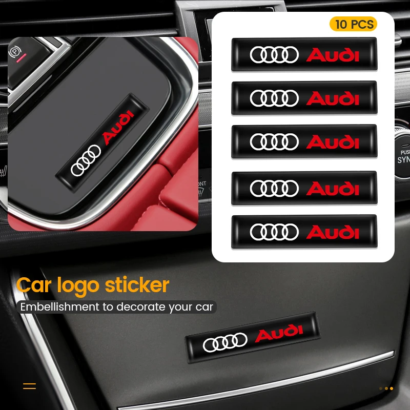 10Pcs Car Styling 3D Epoxy Decoration Emblem Sticker Decal For Audi A4 B7 B8 B9 A3 8P 8V 8L A5 A6 C6 C5 C7 4F A1 A7 Accessories