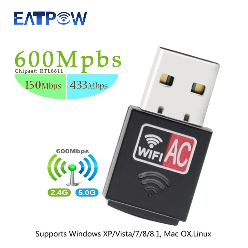 

Network Card 600Mbps USB WiFi Adapter USB Ethernet WiFi Dongle 5Ghz Lan USB Wi-Fi Adapter PC Antena Wi Fi Receiver AC Wireless