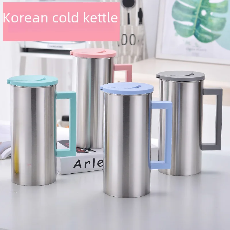 Cold Kettle Korean Stainless Steel Large Capacity Juice Drink Multi-purpose Cold Kettle Coffee Cup Cup Gift 1.8L Tea kettle