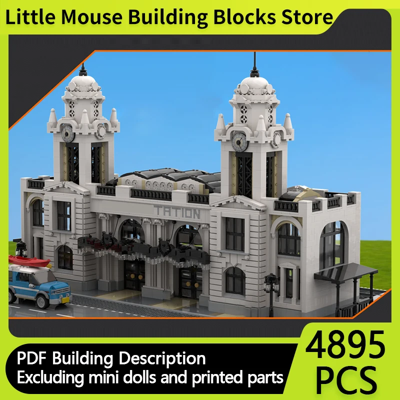 

City Street View Model MOC Building Bricks Union Train Station Modular Technology Gifts Holiday Assemble Children Toys Suit