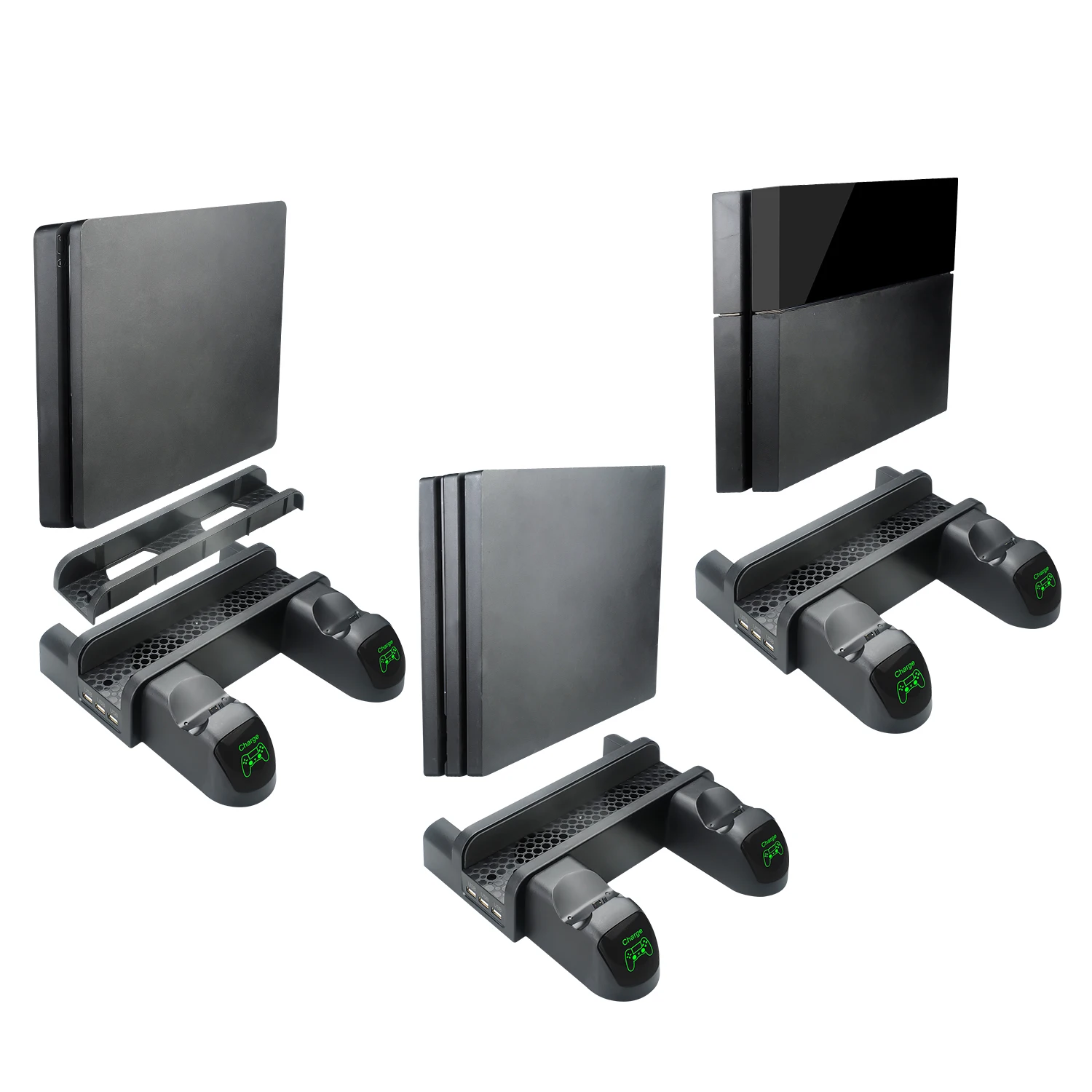 Подставка для PS4 Станция охлаждающего вентилятора для Playstation 4/Slim/Pro с двойным контроллером, док-станция для зарядного устройства с портом EXT и 10 игровыми слотами