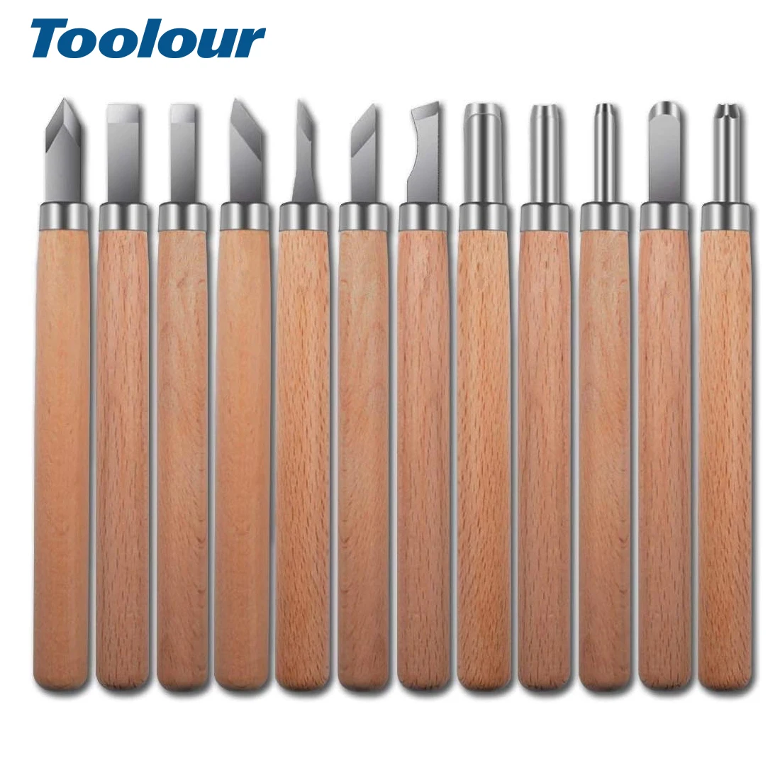 Toolour 12 Pcs Engraving Knife with Storage Case Carbon Steel Wood Carving Tools Kit DIY Hand Tool For Beginners/Adults/Kids