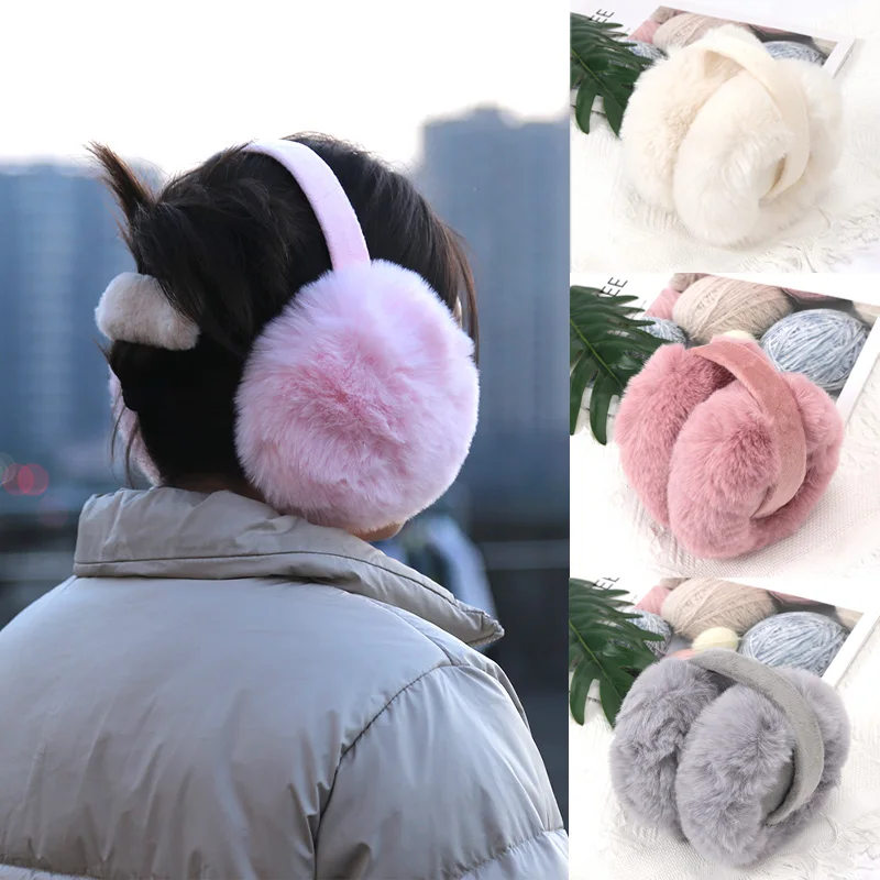 Winter Fashion Solid Soft Plush Ear Keep Warmer Earmuffs for Women Cute Outdoor Sports Earflap Protection Ear-Muffs Ear Cover