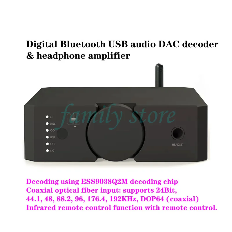 Digital Bluetooth USB audio DAC decoder & headphone amplifier，HiFi audio decoder DAC digital broadcast lossless playback