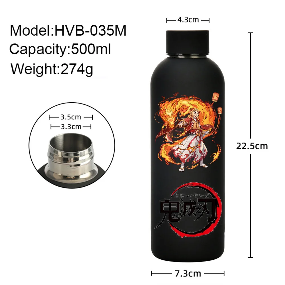 Kimetsu No Yaiba 500ML Insulated Water Cup Game Anime Character Paint Small Mouth Bottle Cartoon Large Capacity Drinking Cup view 2