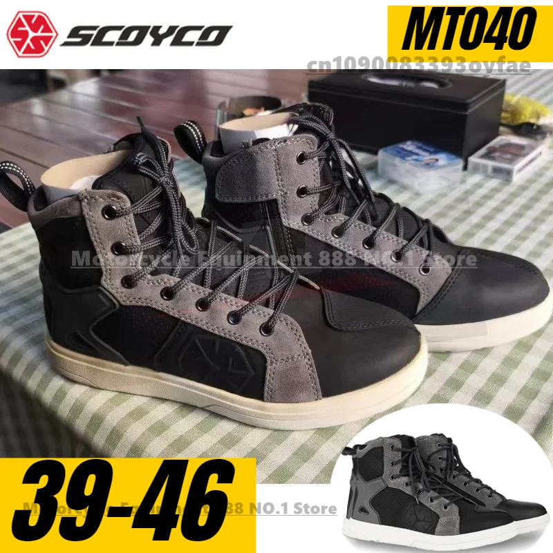 

SCOYCO Men Motos Breathable Anti Slip Wear-resistant Riders Boots Motorbike Racing Ankle Length Shoes Motorcycle Boots