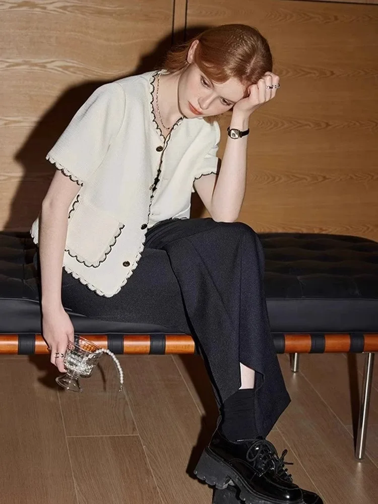 سترة صوفية مفتوحة بزر واحد من Faionable Jaet ort Sve ملابس نسائية صيفية للحماية من الشمس تصميم Blo ملون للتنقل... #4