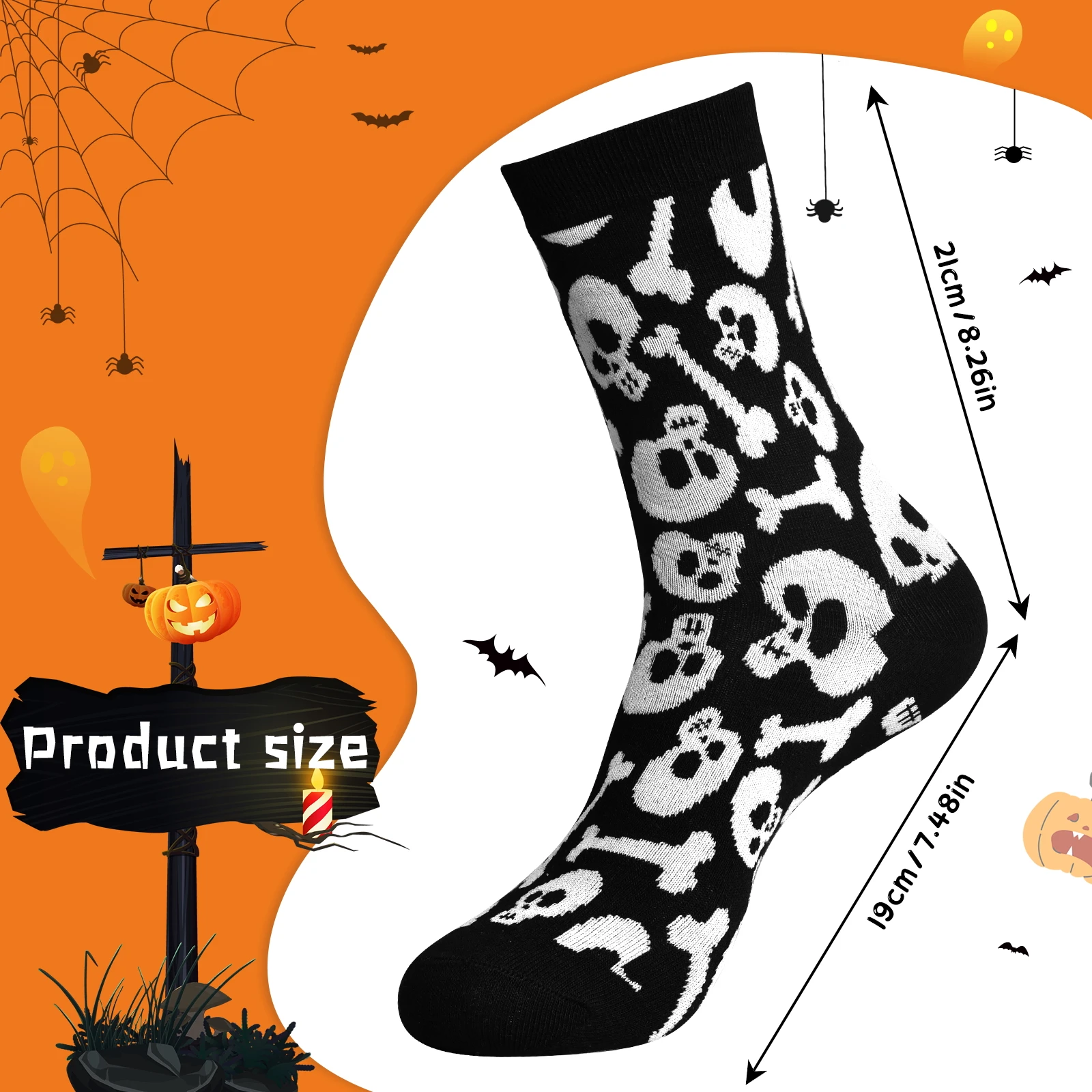 Chaussettes d'Halloween pour Hommes et Femmes, 6 Paires, Amusantes, Mignonnes, Colorées, Cadeaux