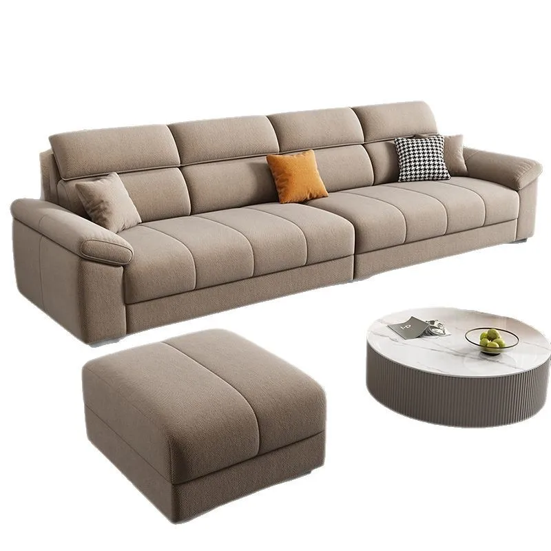 

Cotton and linen fabric sofa, removable and washable, high-end simple modern large and small apartment living room cream