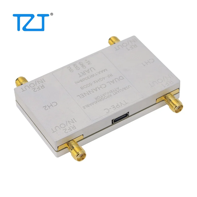 TZT RF-4GHz-60DB Dual Channel Programmable Attenuator RF Attenuator (Main Unit + Type-C Cable) for PC