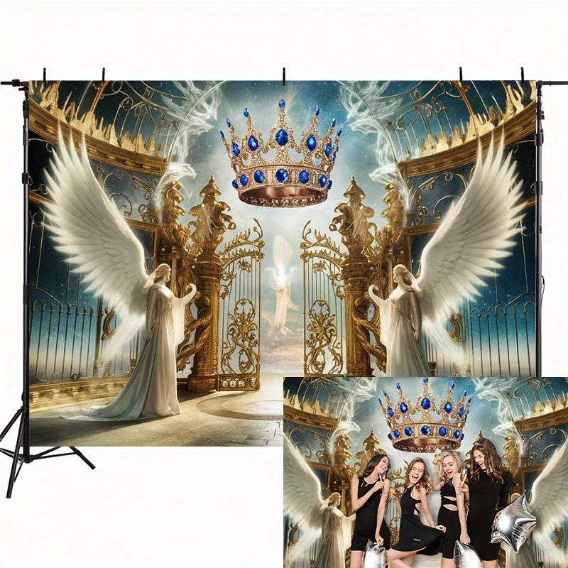 Majestic Angel Tapestry Wall Decor Divine Heavenly Crown Royal Gothic Hanging Textile Art for Home Room Decoration